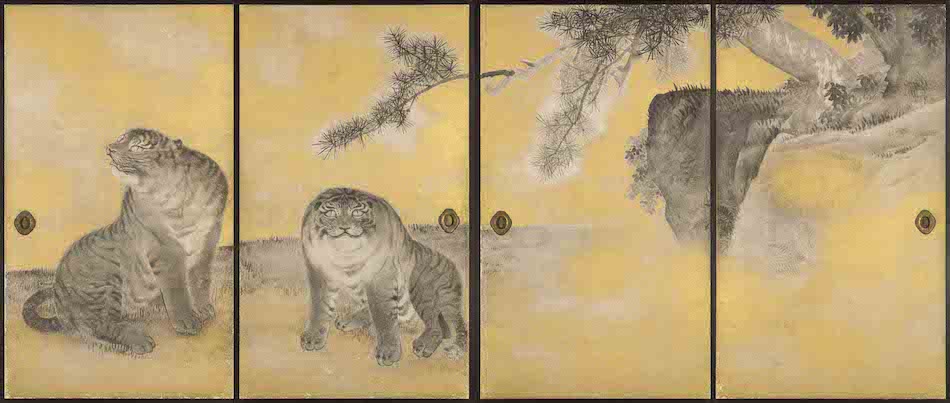 Tigers Painted in Omote Shoin in Kotohira Shrine, Kagawa Prefecture, Drawn by Okyo Maruyama, 1787 (northeast side)